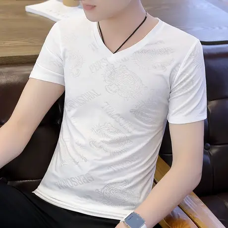 2024夏季新款冰丝短袖T恤男潮流休闲半袖速干体恤冰感男装上衣服商品大图