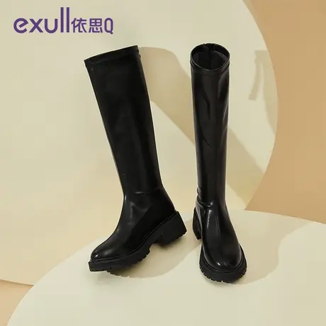 依思Q女长筒靴2023新款秋冬瘦瘦不过膝优雅风高筒女靴小个子长靴商品大图