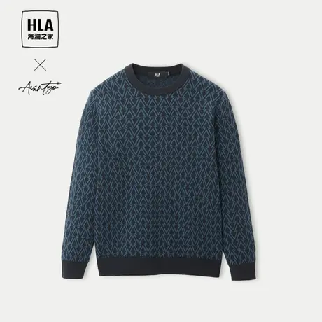 HLA海澜之家轻商务时尚系列长袖针织衫23秋新款圆领情侣毛衣男图片
