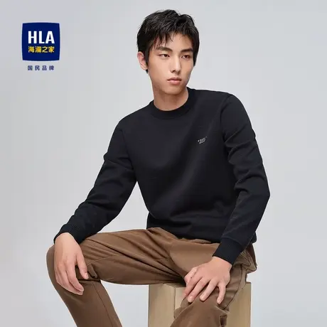 【加绒加厚】HLA/海澜之家圆领针织衫23秋冬新远红外智慧绒毛衣男商品大图