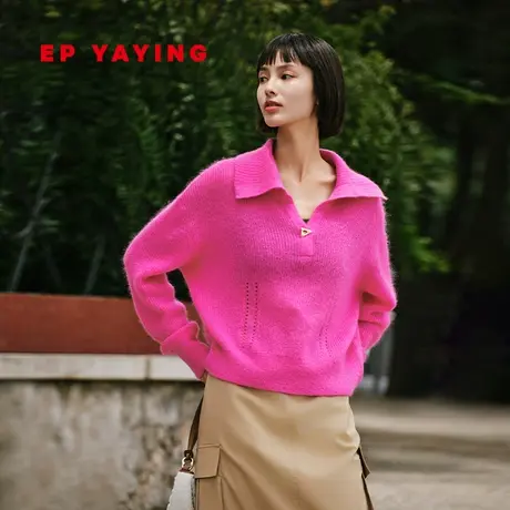 EP YAYING雅莹女装 马海毛软糯宽松针织衫上衣 2023秋冬新款9543A商品大图