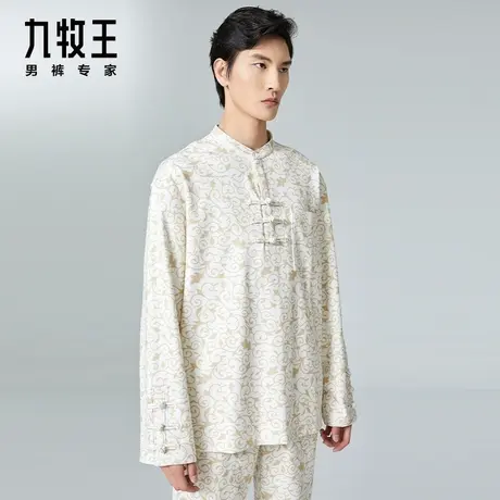 [时尚秀款]九牧王男装休闲长袖衬衫春季新款纯棉立领衬衫DN图片