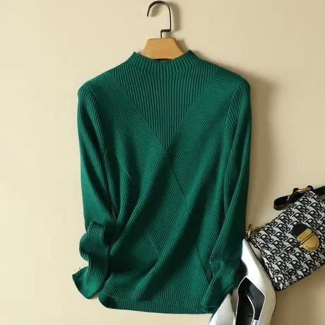 半高领毛衣套头打底衫女秋冬2023年新款内搭爆款百搭针织衫女上衣商品大图