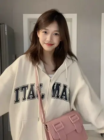 oversize卫衣女春秋小个子高级感上衣韩系慵懒风连帽薄款开衫外套商品大图