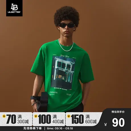 Lilbetter爱德华·霍普联名短袖男宽松体恤休闲半袖复古五分袖lb图片