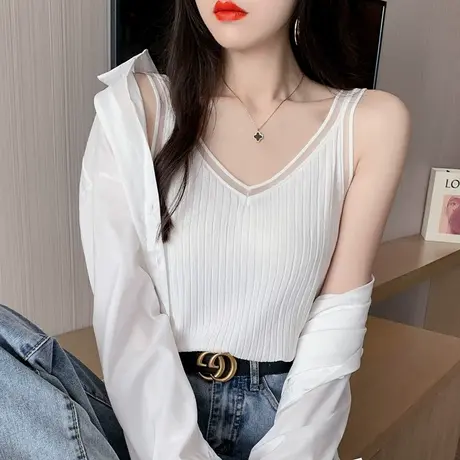 针织吊带背心女夏外穿潮ins无袖上衣打底内搭设计感网红日系百搭商品大图
