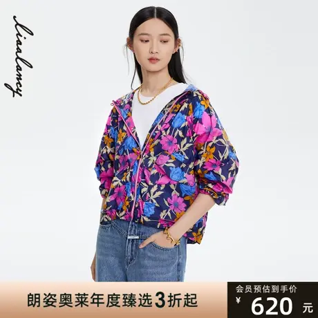 俪雅/LANCY商场同款女22春夏新款休闲运动印花夹克外套女士正品图片