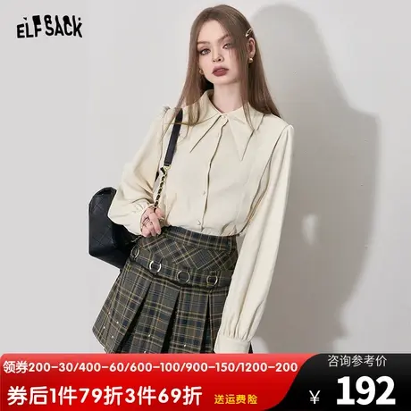 妖精的口袋法式衬衫外套女2023冬季新款设计感灯芯绒长袖内搭衬衣图片