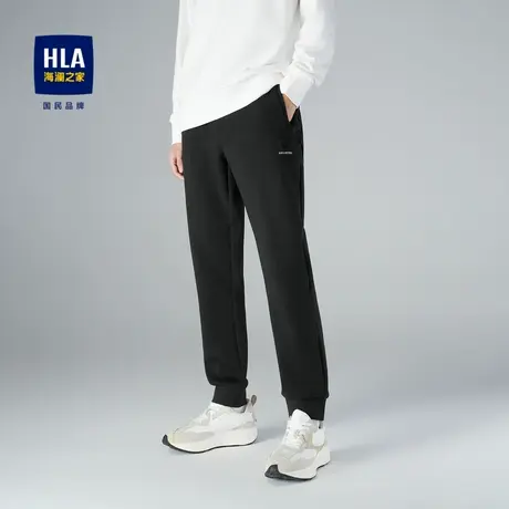 【太空棉】HLA/海澜之家抽绳松紧腰秋冬季休闲卫裤弹力直筒裤子男商品大图