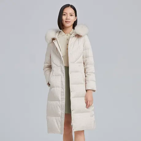【商场同款】坦博尔鹅绒羽绒服女冬中长款加厚保暖外套TB211778商品大图