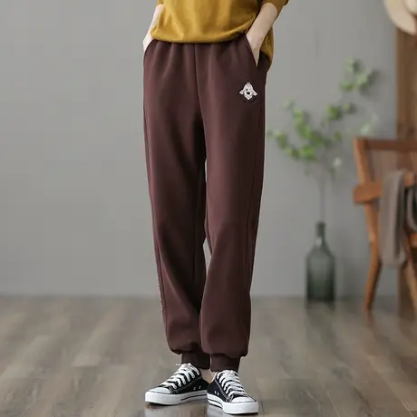 dza 高腰显瘦灰色运动裤子女士卫裤秋冬新款百搭直筒裤休闲宽松裤图片