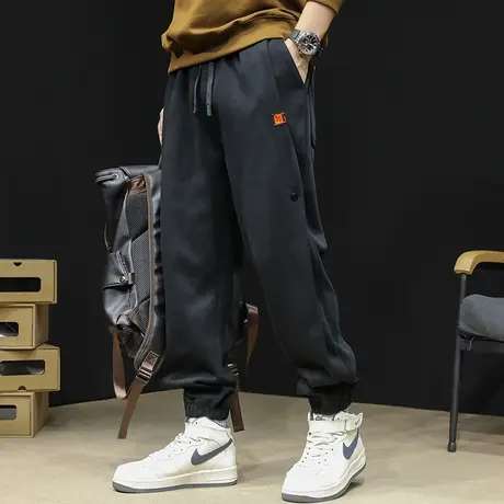 潮牌运动裤男士秋冬款宽松大码新款休闲黑色裤子束脚卫裤秋季男裤商品大图