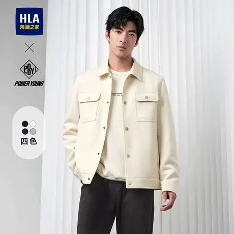 HLA/海澜之家POWER YOUNG翻领夹克春夏季工装休闲时尚黑色外套男图片