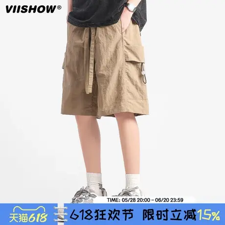 VIISHOW潮牌复古机能风直筒工装短裤男夏季街头宽松百搭五分中裤图片