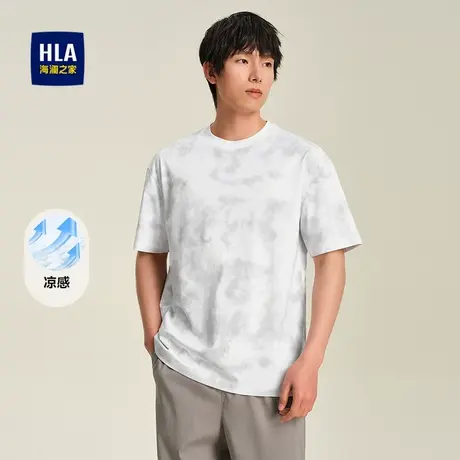 HLA/海澜之家几何图案短袖T恤25春夏新圆领舒适凉感透气时尚短t男商品大图