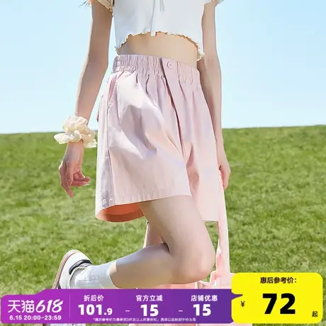 唐狮25夏季新款休闲短裤女阔腿薄款显高气质宽松时尚潮流中裤女商品大图