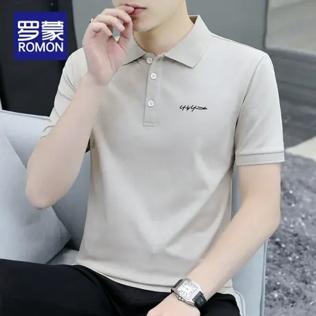 罗蒙休闲Polo衫男士2025夏季薄款纯色商务上衣带翻领冰丝短袖t恤图片