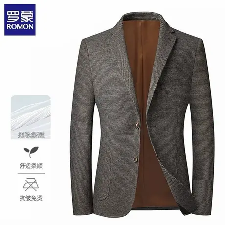 罗蒙西服男士春秋季商务休闲柔顺透气免烫防风外套西装领上衣图片