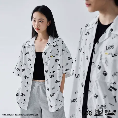 【MIGHTY JAXX联名】Lee商场同款25早秋新宽松版男女同款短袖衬衫商品大图