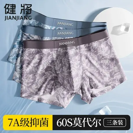 健将男士内裤男生莫代尔冰丝平角裤头男款7a纯棉抗菌透气四角短裤商品大图