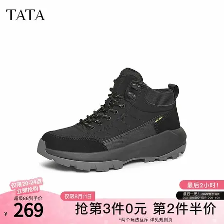 TATA他她厚底休闲运动靴男鞋加绒黑色高帮鞋爸爸鞋2024秋73D40DD4商品大图