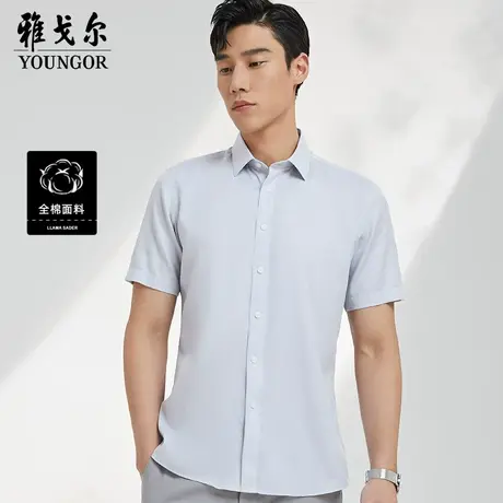 雅戈尔奥莱 男装商务休闲免烫短袖衬衫男商品大图