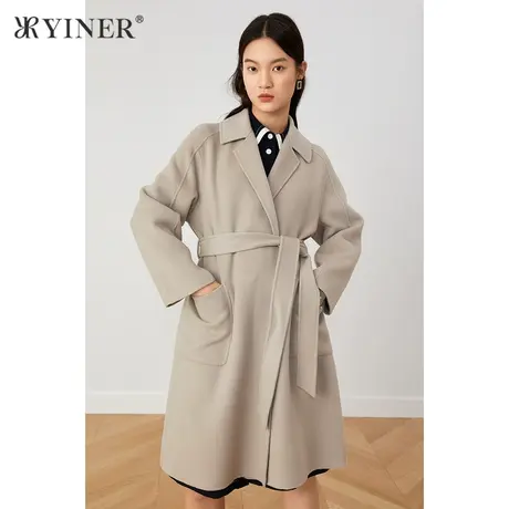 YINER音儿女装2021冬季新款纯羊毛双面毛呢外套商品大图