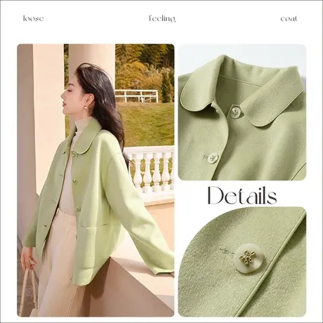 【惊喜直降】香影短外套女秋冬2023年新款仿双面呢毛呢翻领呢子图片