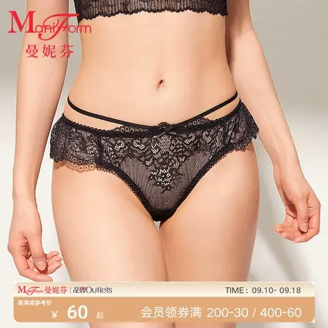 曼妮芬性感蕾丝低腰内裤女士内搭T裤纯棉全棉底裆三角裤女生底裤商品大图