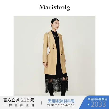 【意大利进口面料】玛丝菲尔秋季卡其色廓形百搭风衣外套图片