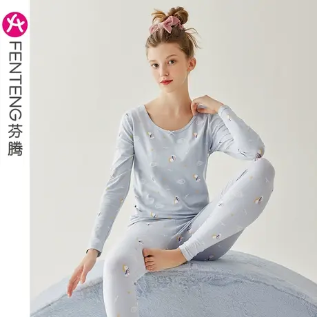 芬腾女士保暖内衣纯棉秋衣秋裤修身套装女秋冬圆领打底棉毛衫冬季图片