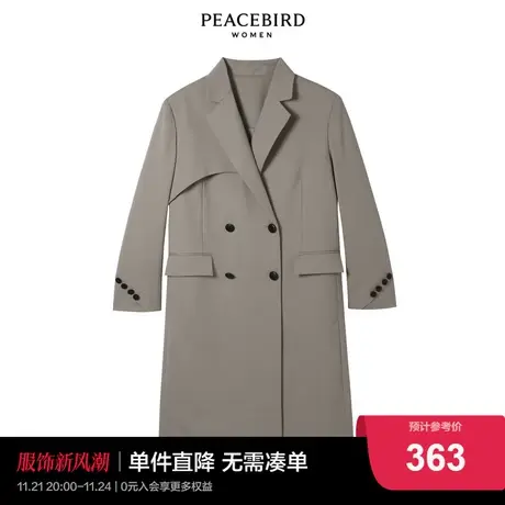 太平鸟女士时尚2022年新款长款气质风衣A1BEC1G09图片