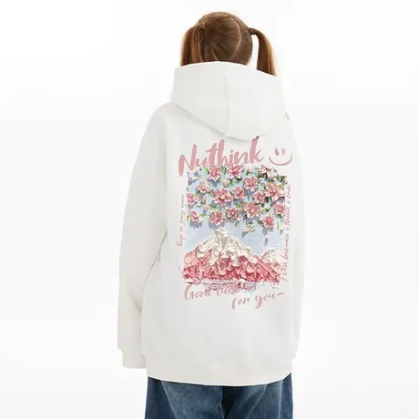 日系雪山大码连帽卫衣潮牌男潮ins潮流宽松oversize春季帽衫外套商品大图