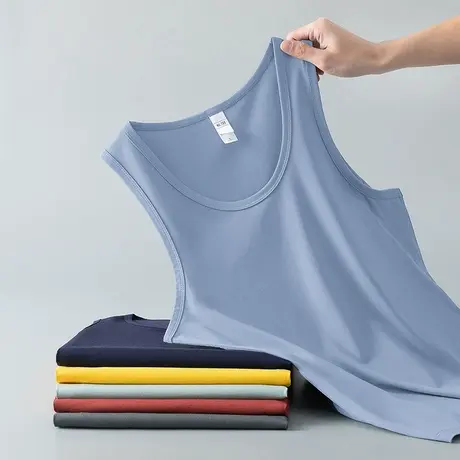 莫代尔棉背心男士夏季冰丝速干凉感运动篮球无袖t恤健身纯色坎肩商品大图