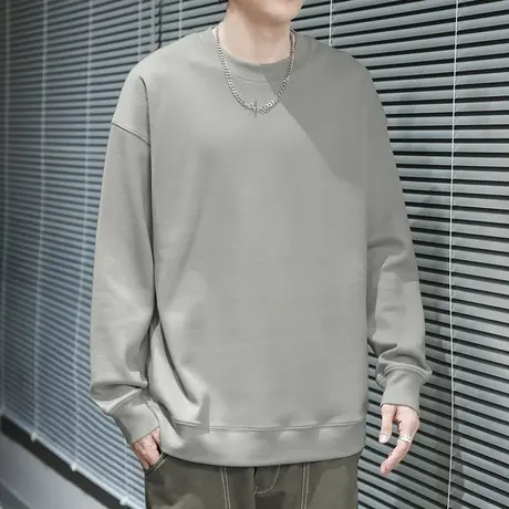 350g重磅男士卫衣春秋款圆领长袖t恤套头上衣宽松潮流百搭无帽衫商品大图