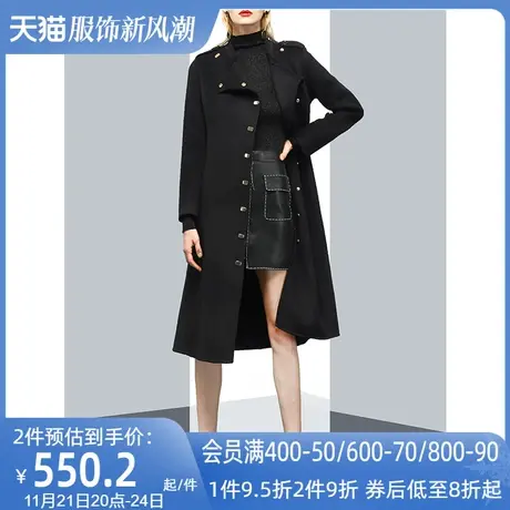 帅气女神范黑色气质毛呢外套女秋2023新款欧美风宽松高端呢子外套商品大图