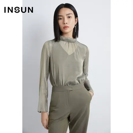 INSUN恩裳秋季透视小众长袖衬衫商品大图
