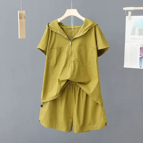 高级感舒适短袖运动套装女装夏季宽松休闲短裤短袖两件套时尚上衣图片