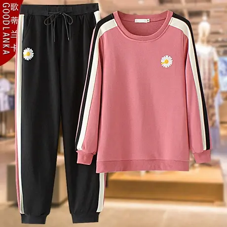 中年妈妈春秋运动套装洋气时尚运动裤子大码女套头卫衣休闲两件套商品大图