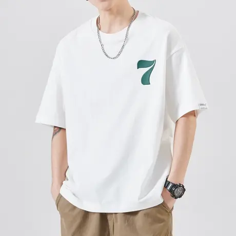 夏季男款白色全棉短袖T恤夏天薄款男士宽松纯棉潮流百搭情侣半袖图片