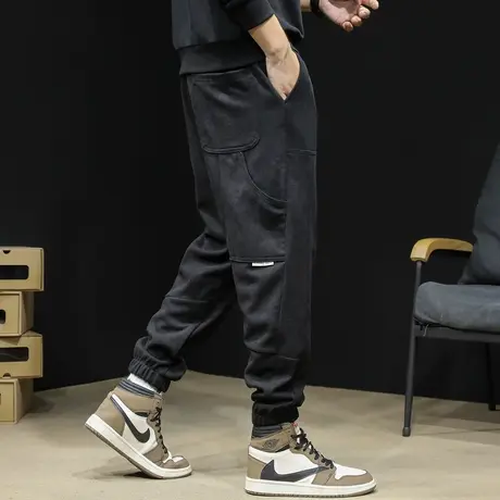 多袋休闲裤男士春秋款大码黑色运动工装裤子束脚男裤春季2024新款商品大图