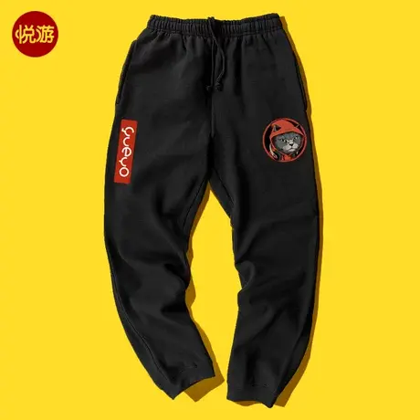 悦游 休闲裤 猫咪图案裤子男猫运动裤男士春秋潮流2023新款春装潮商品大图