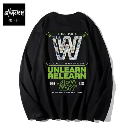 伟臣大码男装加肥加大男长袖t恤春秋胖子秋季纯棉宽松圆领胖胖图片