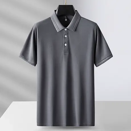 POLO衫男士夏季灰色短袖冰丝翻领t恤男半袖高端2023新款休闲上衣商品大图