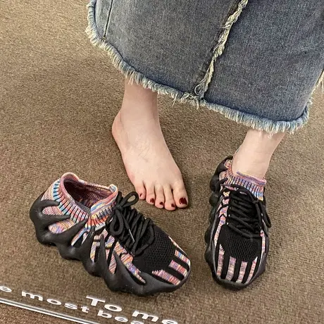 训练健身鞋女跳绳厚底跑步机鞋瑜伽室内专用软底轻便减震运动鞋女商品大图