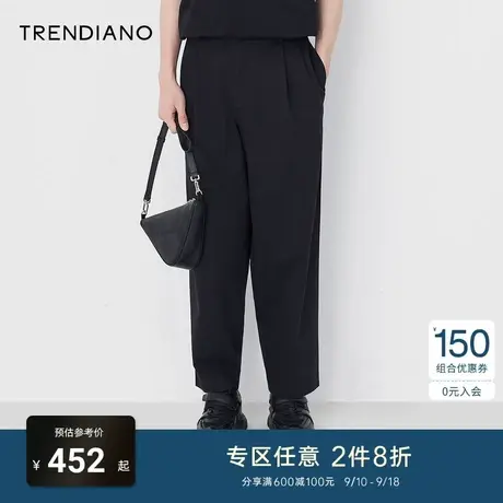 TRENDIANO官方潮牌秋季新款男装时尚针织直筒休闲裤男士宽松长裤商品大图