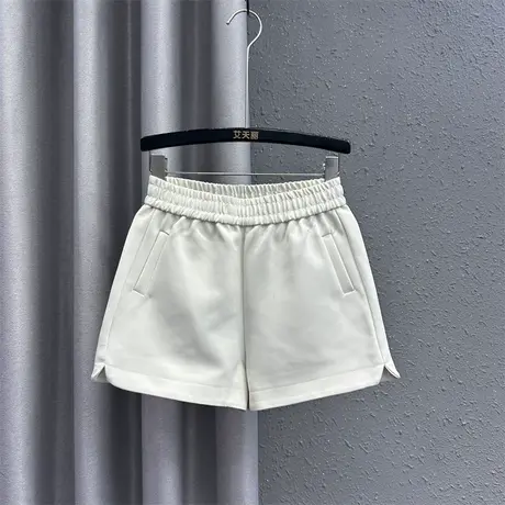 韩版休闲裤女24春夏新款米白色裤脚开叉设计感宽松百搭阔腿短裤商品大图