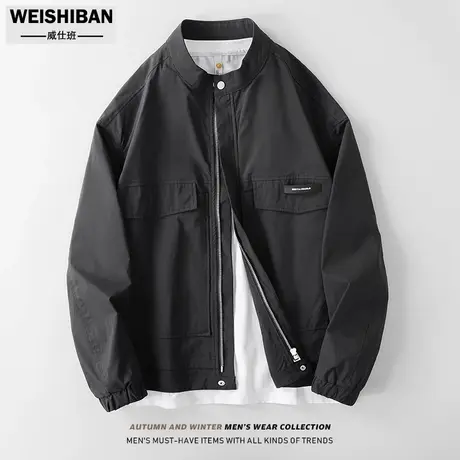 春季2024新款立领工装冲锋衣薄外套男士休闲防风飞行员多口袋夹克图片