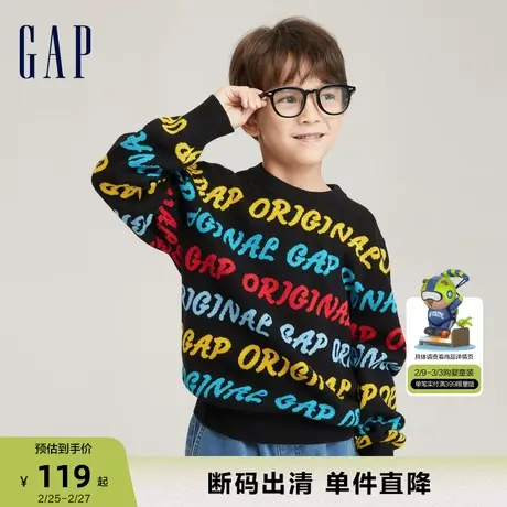 【断码优惠】Gap男童春秋LOGO纯棉针织衫儿童装洋气毛衣719027商品大图