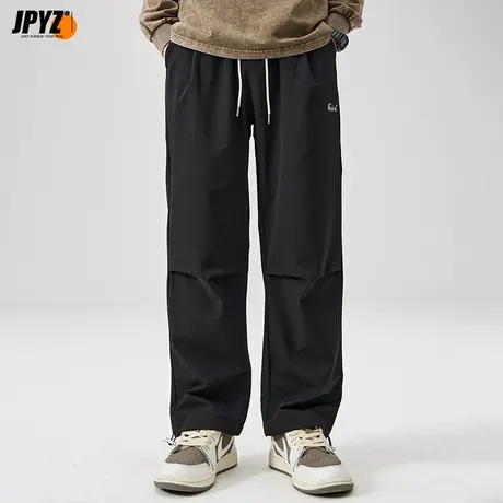 速干字母刺绣休闲裤子男士秋季直筒阔腿长裤透气大码运动冲锋裤潮商品大图